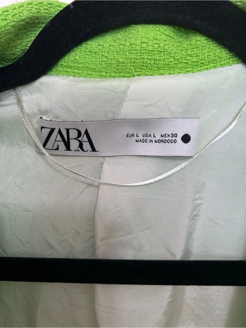 Zara Textured Crop Neon Green Blazer Jacket Size Large - Picture 5 of 15